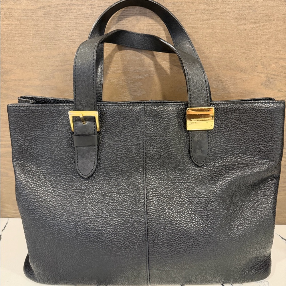 Burberry Black Leather Bag with Gold Hardware
